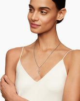 Classic Cable Cross Pendant in Sterling Silver with Center Diamond, 19.5mm